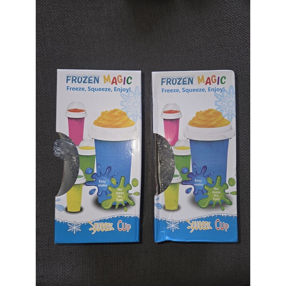 Frozen Magic Slushy Maker Squeeze Cup Blue 2 Pack DIY Smoothies Icy Drink Tumble